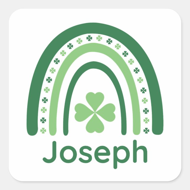 Sticker Carré Joseph Nom Clover Boho Rainbow (Devant)