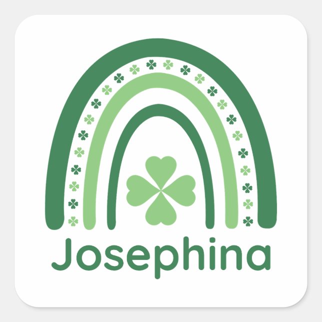 Sticker Carré Josephina Nom Clover Boho Rainbow (Devant)