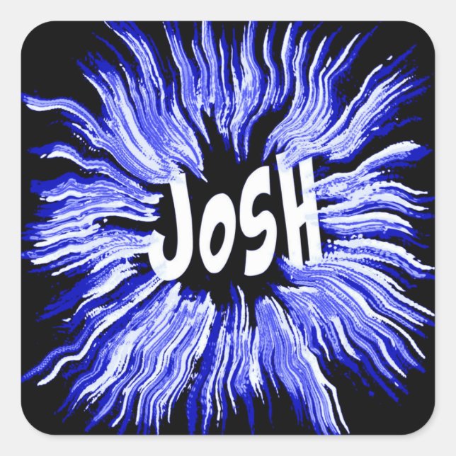 Sticker Carré Josh Name Star en bleu (Devant)