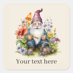 Sticker Carré Jote gnome du jardin ajouter du texte