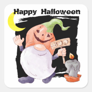 Sticker Carré Jote Jack o' Lantern Gnome Enfants Halloween