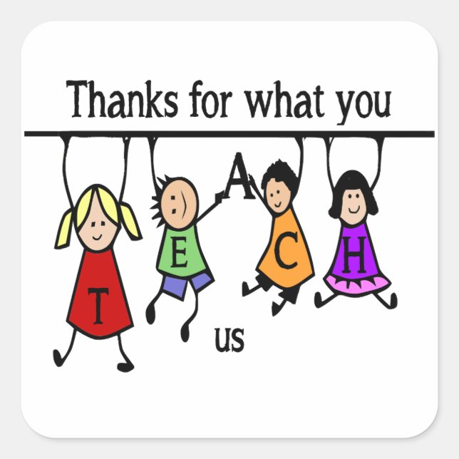 Sticker Carré Jote Kids Cartoon Orthographe Enseignants (Devant)