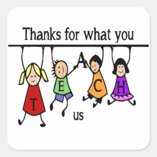 Sticker Carré Jote Kids Cartoon Orthographe Enseignants