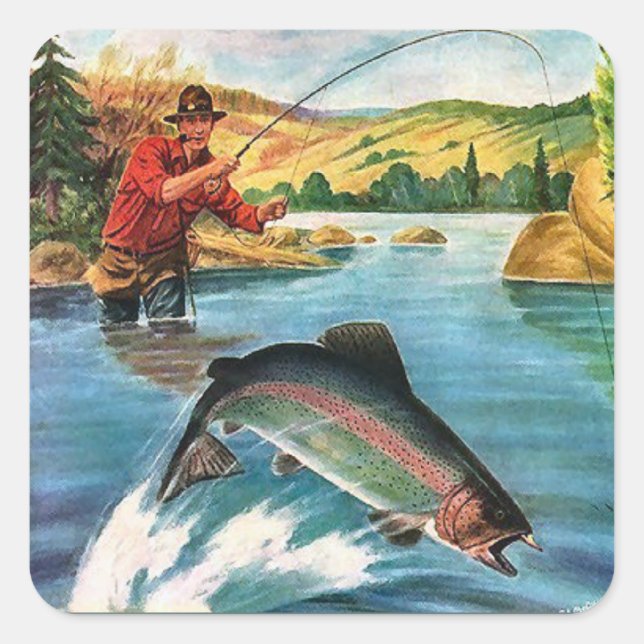Sticker Carré Jouer au poisson (Devant)