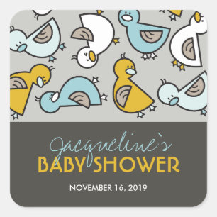 Sticker Carré Jouer Cartoon Ducks Boy Baby shower Stcikers