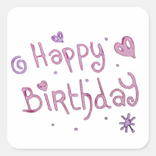 Sticker Carré Jouer Joyeux texte d'anniversaire