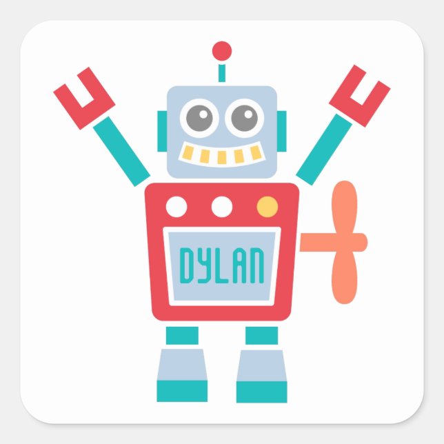 Sticker Carré Jouet Robot vintage Pour Enfants (Devant)