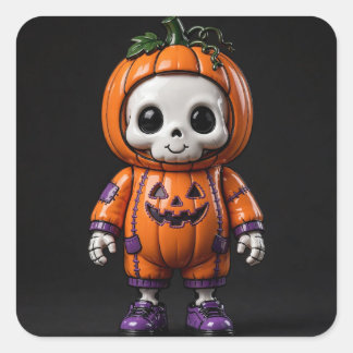 Sticker Carré Jouet squelette artistique mignon pour Halloween