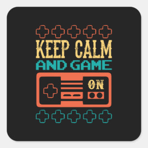 Sticker Carré Joueur Cadeau Gardez Le Calme Et Jouer Jeu