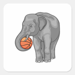 Sticker Carré Joueur de basket-ball éléphant