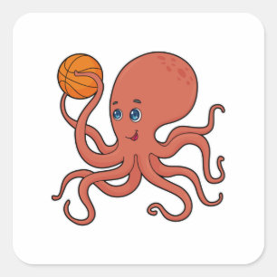 Sticker Carré Joueur de basket-ball Octopus