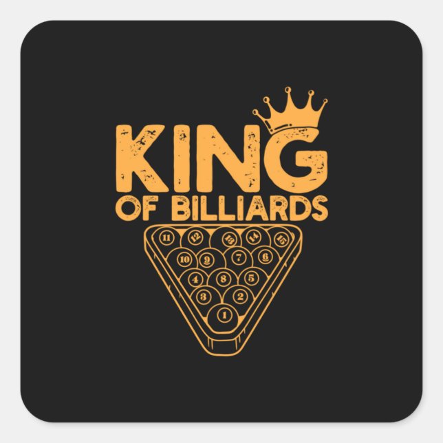 Sticker Carré Joueur de billard | Roi Des Billiards (Devant)