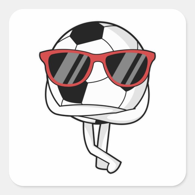 Sticker Carré Joueur de football avec lunettes de soleil à Socce (Devant)