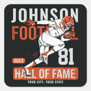 Sticker Carré JOUEUR DE Football Personnalisé Équipe NUMBER Spor