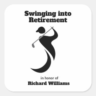 Sticker Carré Joueur de golf de la partie de retraite swing styl
