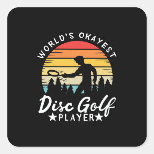 Sticker Carré Joueur de golf World Okayest Disk