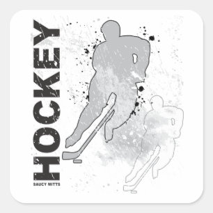 Sticker Carré Joueur de hockey à double vision
