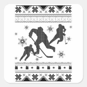 Sticker Carré Joueur de hockey sur glace mauvais Noël Cadeau d