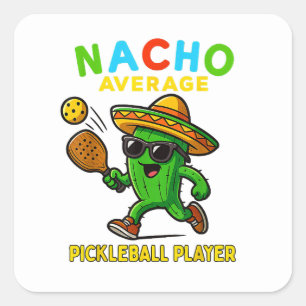 Sticker Carré Joueur de pickleball moyen nacho