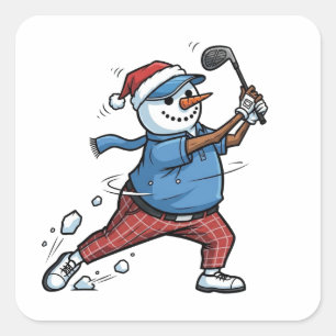 Sticker Carré Joueur de tennis bonhomme de neige Noël 2026 Vacan