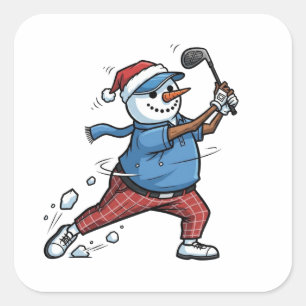 Sticker Carré Joueur de tennis Bonhomme de neige Noël 2026 Vacan