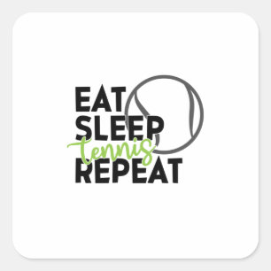 Sticker Carré Joueur de tennis   Mangez Sleep Tennis Repeat
