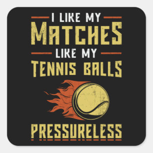 Sticker Carré Joueur de tennis Match Racket Court Sports Drôle C
