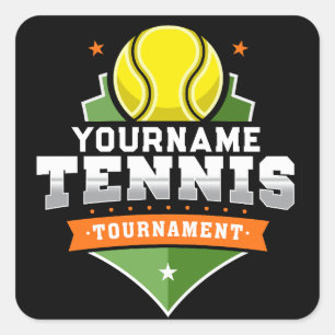 Sticker Carré Joueur de tennis personnalisé NOM Tournoi de Varsi