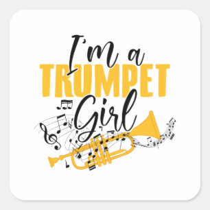 Sticker Carré Joueur de trompettes Musique Trumpet Band Cadeau