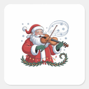 Sticker Carré Joueur de violon Santa violoniste Musique de Noël