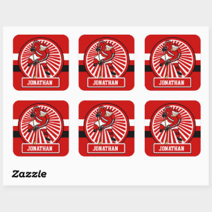 Sticker Carré Joueur Personnalisé De Hockey Sur Glace