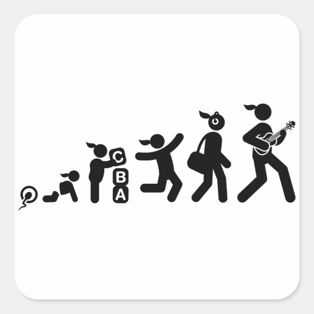 Sticker Carré Joueur Ukulele (Devant)