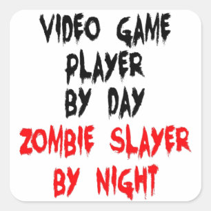 Sticker Carré Joueur vidéo Zombie Slayer