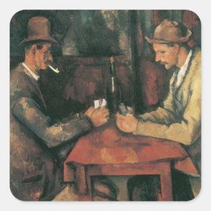 Sticker Carré Joueurs de cartes par Paul Cézanne, Beaux Arts Vin
