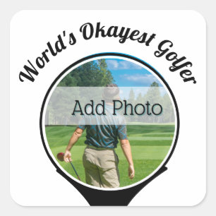 Sticker Carré Joueurs de golf mignons photo World's Okayest Golf