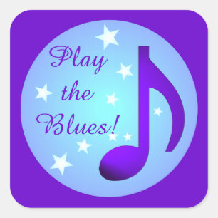 Sticker Carré Jouez les Blues Purple Blue Note Circle Stars