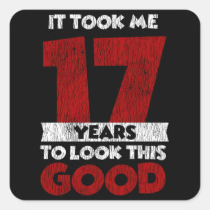Sticker Carré Jour de 17 ans m'a pris l'air beau 17ème anniversa