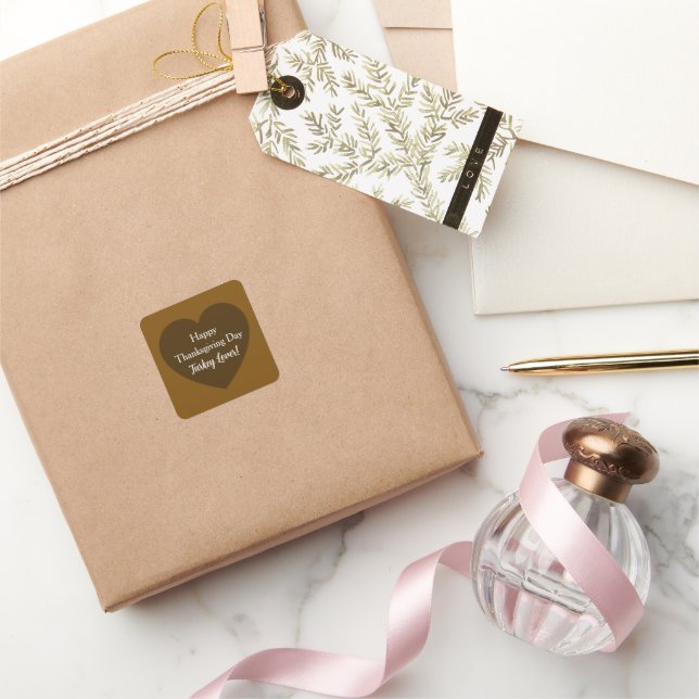 Sticker Carré Jour de Bon thanksgiving simple Turquie Lover Brow (Cadeaux)