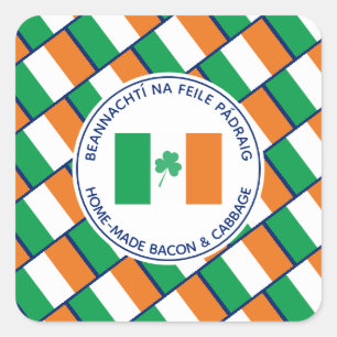 Sticker Carré Jour de la Saint Patrick personnalisé Chou Bacon m