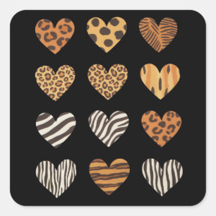 Sticker Carré Jour de la Saint-Valentin Cœur Amour Léopard Migno