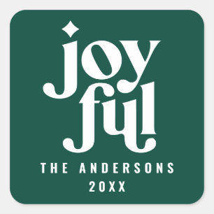 Sticker Carré Jour de Noël de la typographie verte graphique mod