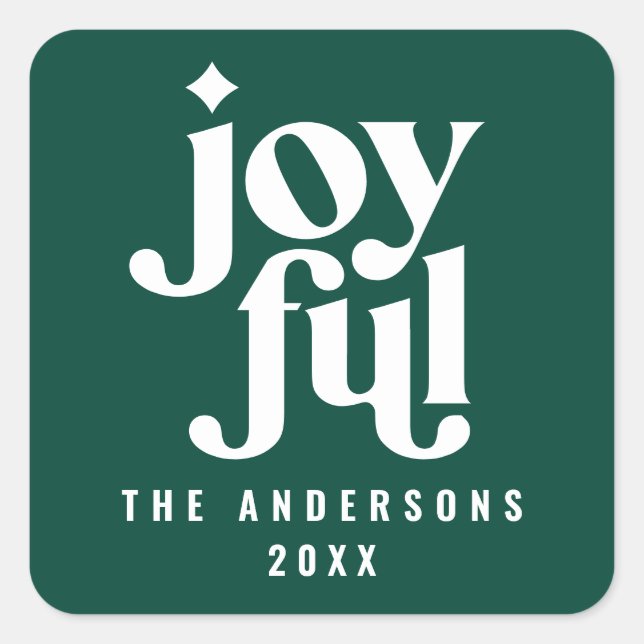 Sticker Carré Jour de Noël de la typographie verte graphique mod (Devant)