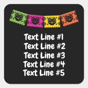 Sticker Carré Jour des Skeletons du crâne de sucre mort