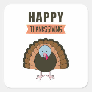 Sticker Carré Jour du bon thanksgiving Turquie Gratuit vacances