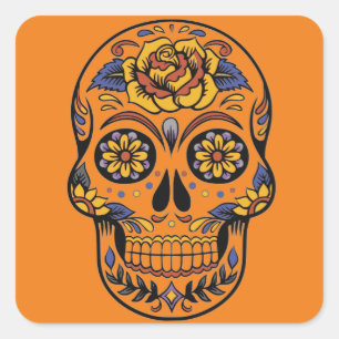 Sticker Carré jour du crâne mexicain des morts