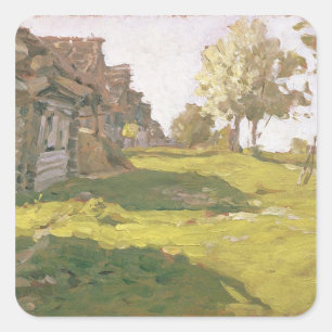 Sticker Carré Jour du soleil. Un petit village, 1898