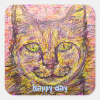 Sticker Carré jour ensoleillé chat jour heureux