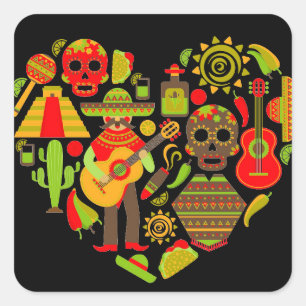 Sticker Carré Jour mexicain du Mexique mort