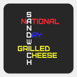 Sticker Carré Jour national des sandwichs Fromage grillé