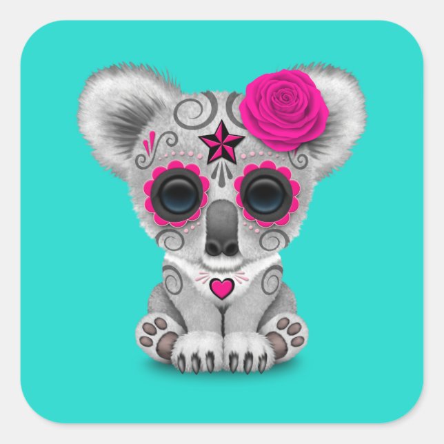Sticker Carré Jour rose du bébé mort Koala (Devant)